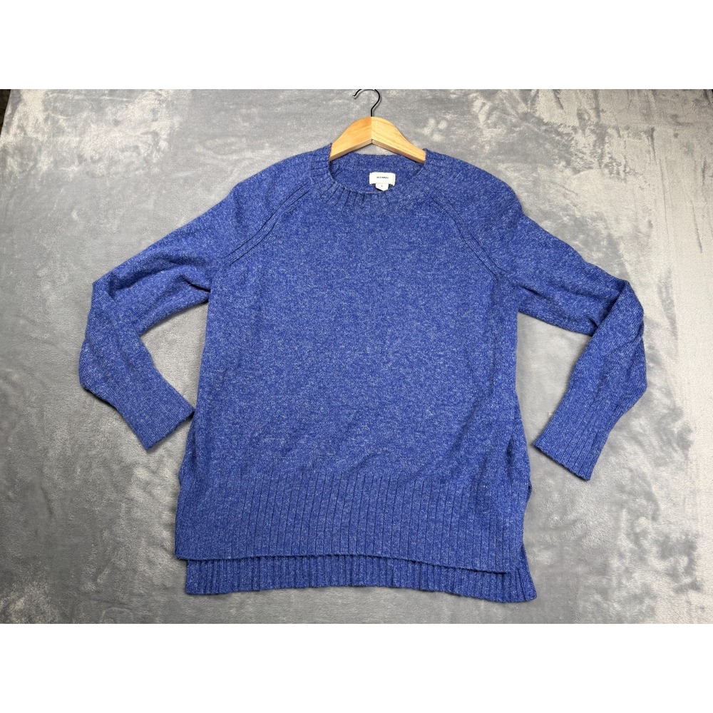 Old Navy Womens Small Blue Ribbed High Low Hem Raglan Pullover Sweater